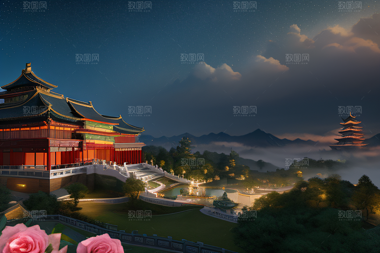 神话中国宫殿仙境童话