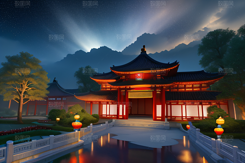 中国风幻想梦幻白玫瑰