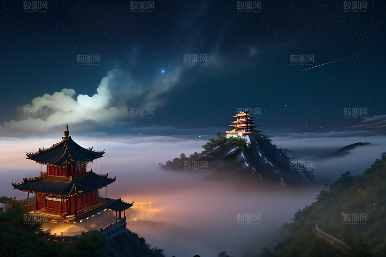 中国风幻想梦幻白玫瑰