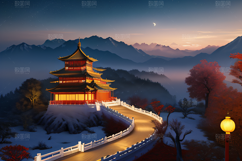 中国风幻想梦幻白玫瑰