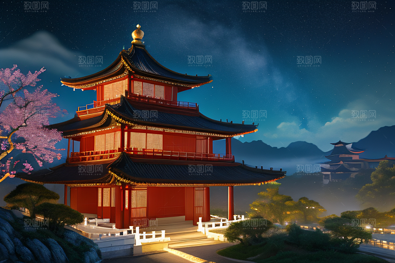中国风幻想梦幻白玫瑰