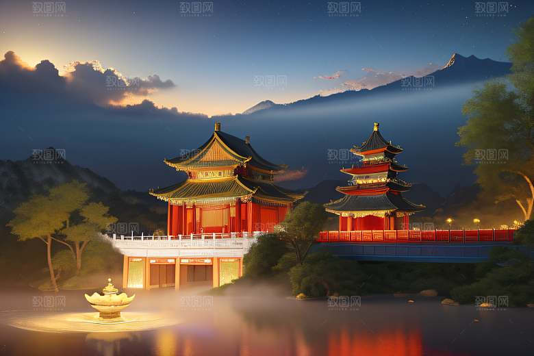 中国风幻想梦幻白玫瑰