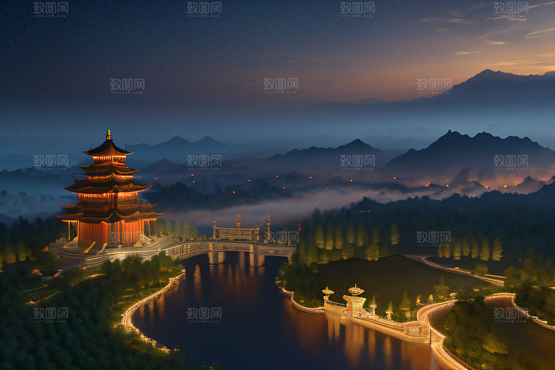 中国风幻想梦幻白玫瑰