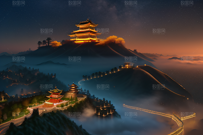 中国风幻想梦幻白玫瑰