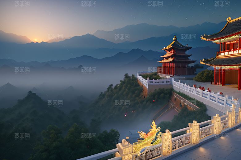 中国风幻想梦幻白玫瑰