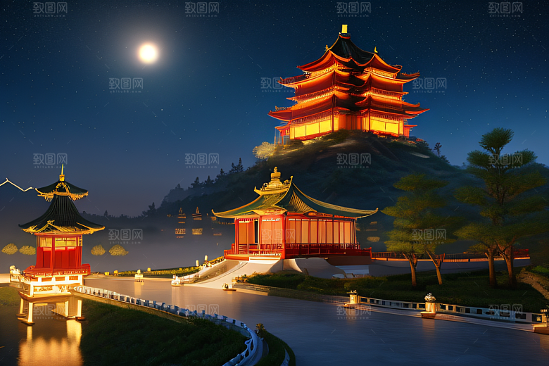 中国风幻想梦幻白玫瑰