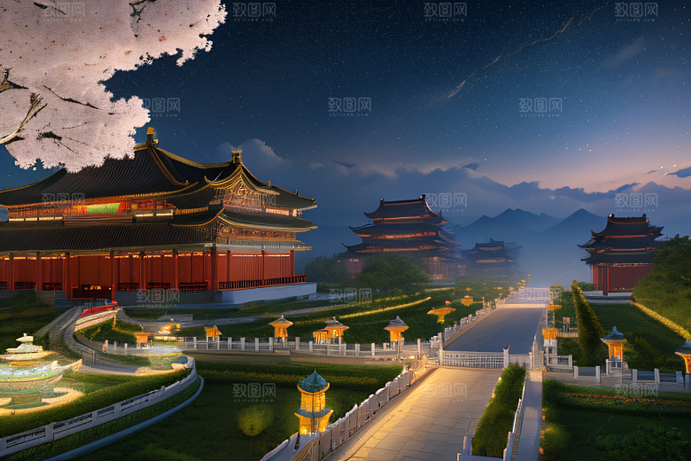 中国风幻想梦幻白玫瑰