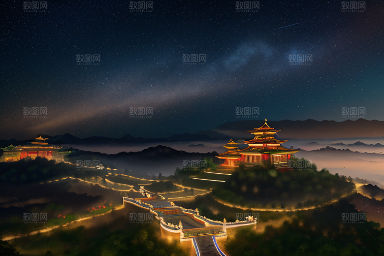璀璨路连宫殿星空绚烂