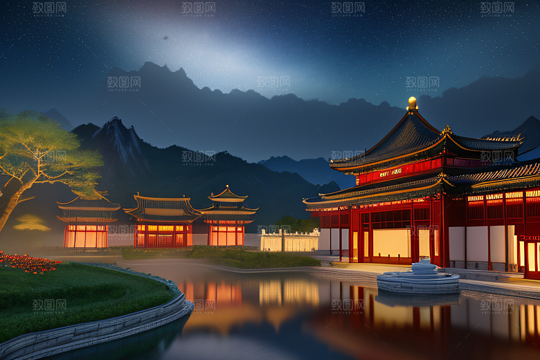 璀璨路连宫殿星空绚烂