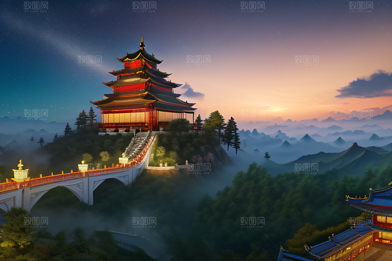 璀璨路连宫殿星空绚烂