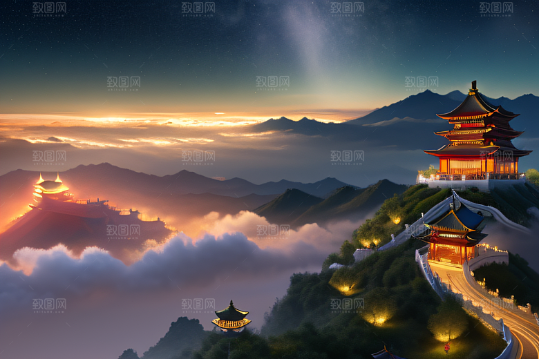 璀璨路连宫殿星空绚烂