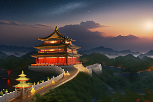 璀璨路连宫殿星空绚烂