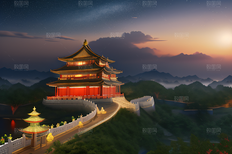 璀璨路连宫殿星空绚烂