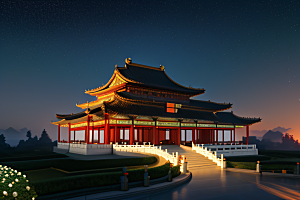 璀璨路连宫殿星空绚烂