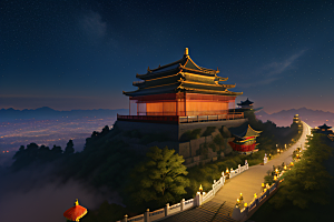 璀璨路连宫殿星空绚烂
