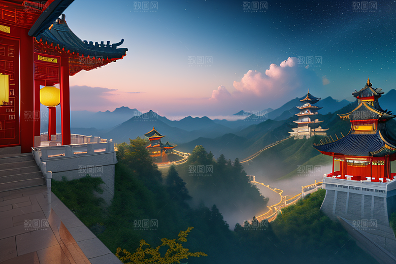 璀璨路连宫殿星空绚烂