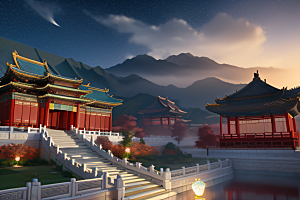 璀璨路连宫殿星空绚烂