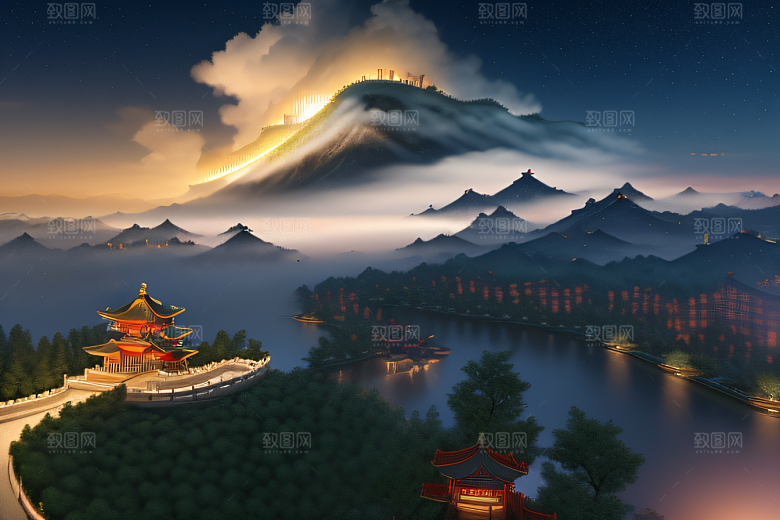 璀璨路连宫殿星空绚烂