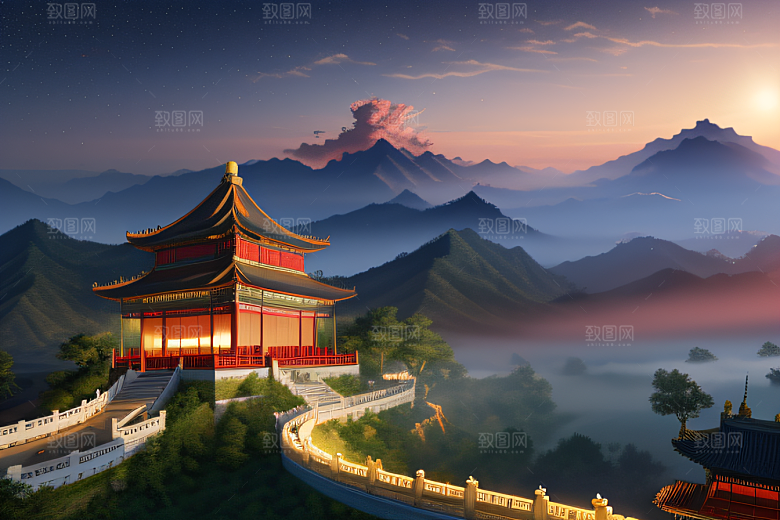 神话宫殿连绵龙凤飞舞