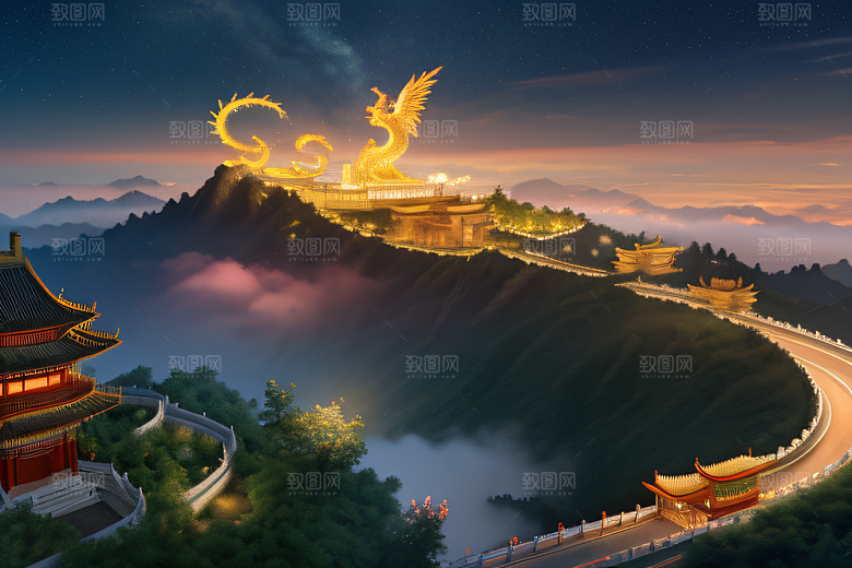 神话宫殿连绵龙凤飞舞