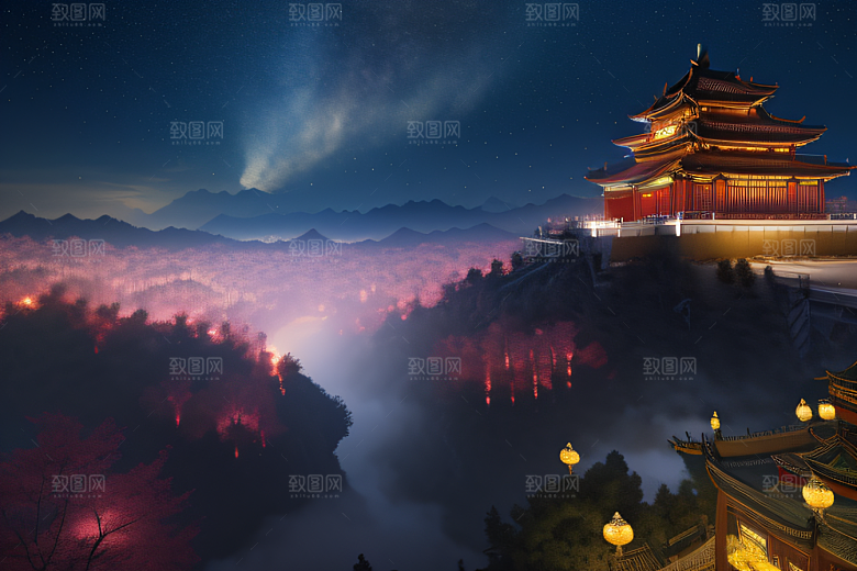 梦幻宫殿连绵白玫瑰环绕