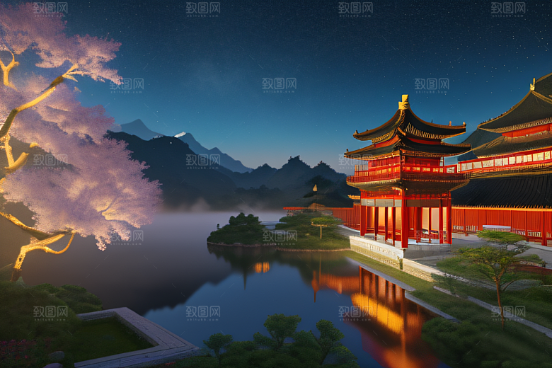 梦幻宫殿连绵白玫瑰环绕
