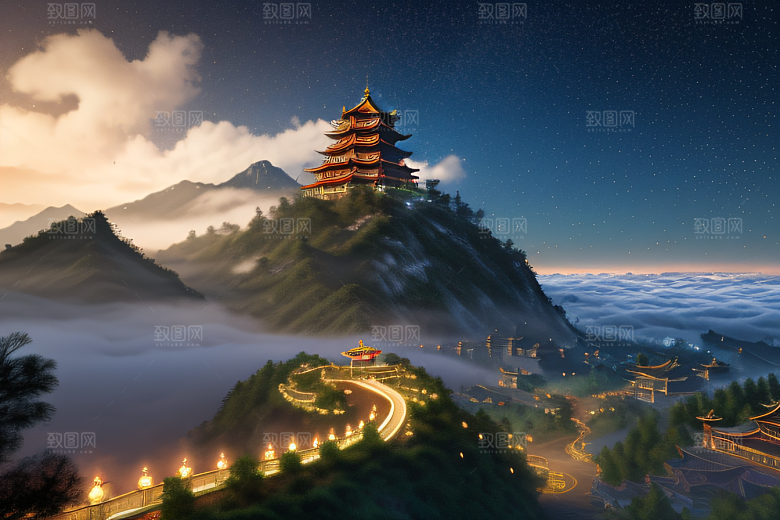 梦幻宫殿连绵白玫瑰环绕