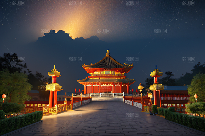 梦幻宫殿连绵白玫瑰环绕