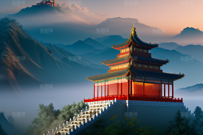 梦幻宫殿连绵白玫瑰环绕