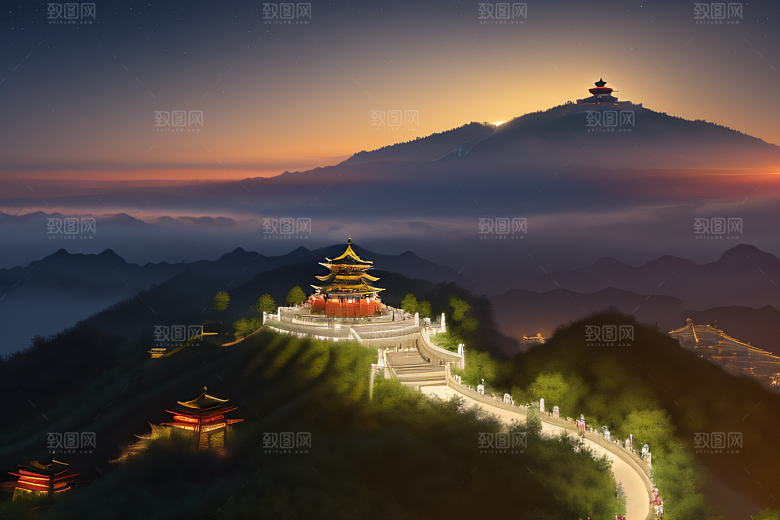 璀璨CG插画中国风仙境
