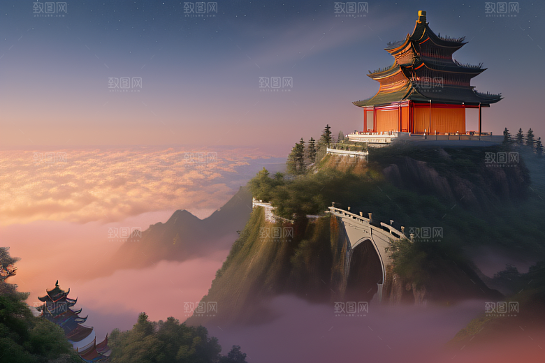 璀璨CG插画中国风仙境