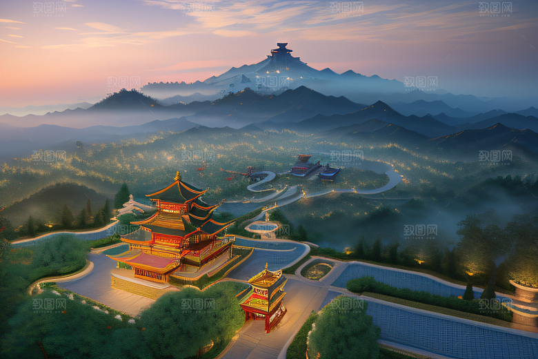 璀璨CG插画中国风仙境