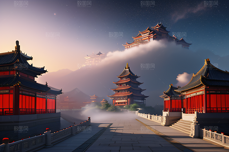 中国风仙境CG渲染繁星闪耀