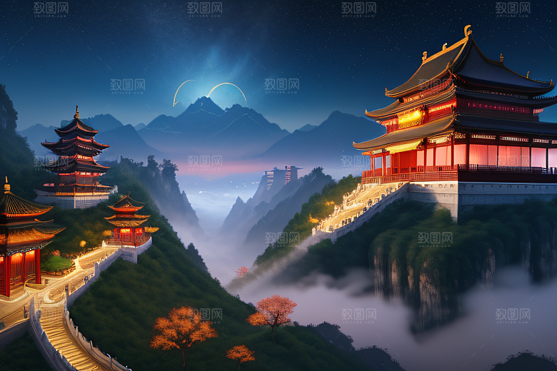 中国风仙境CG渲染繁星闪耀