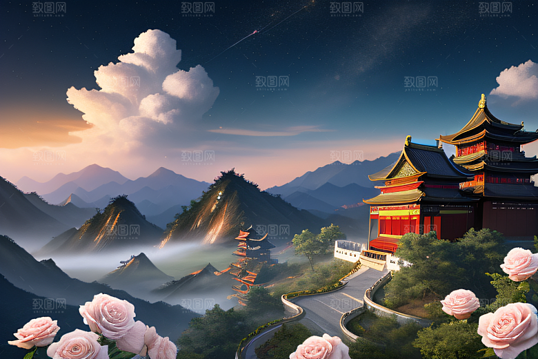 中国风仙境CG渲染繁星闪耀