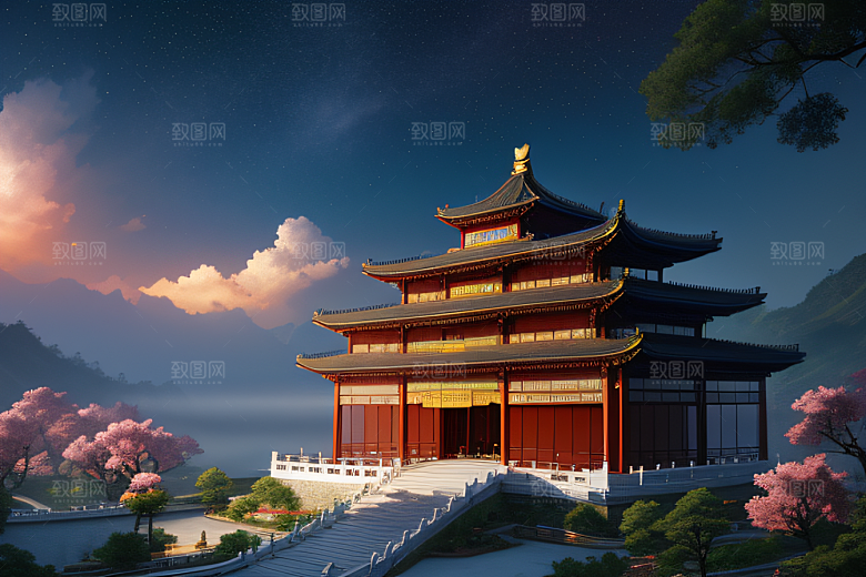 中国风仙境CG渲染繁星闪耀