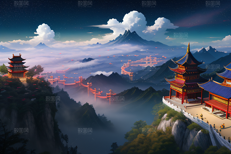 超高清细节中国风幻想