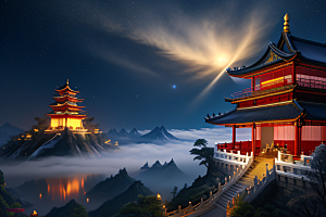 神话中国宫殿仙境童话
