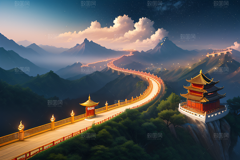 神话中国宫殿仙境童话