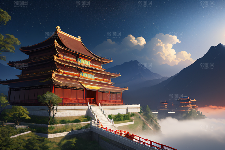 神话中国宫殿仙境童话