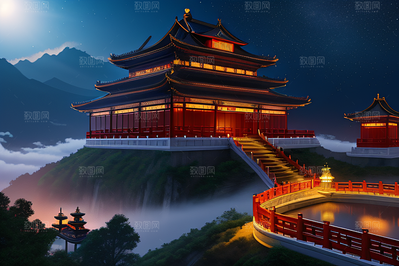 神话中国宫殿仙境童话