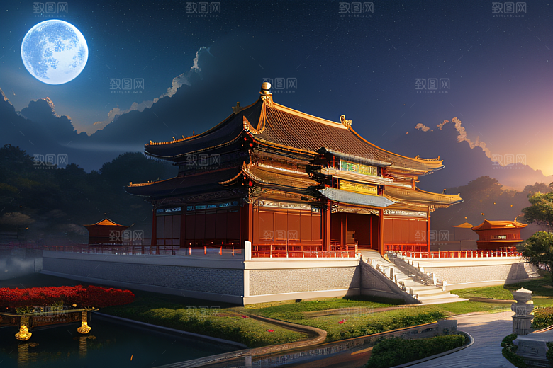 神话中国宫殿仙境童话