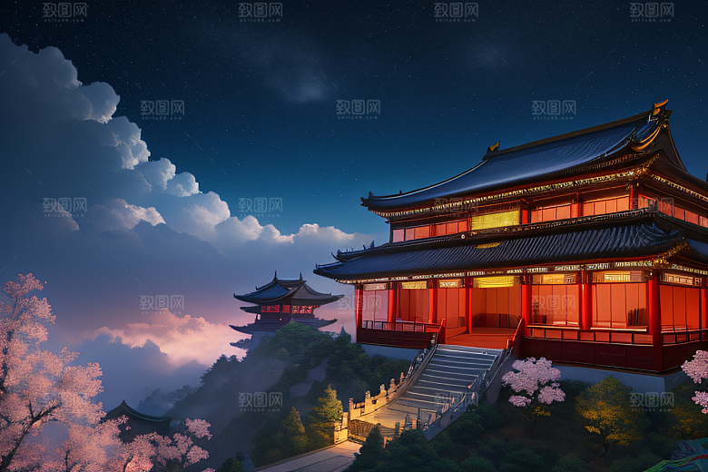 神话中国宫殿仙境童话