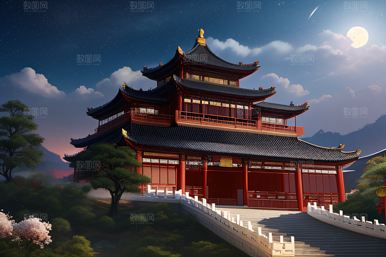 神话中国宫殿仙境童话