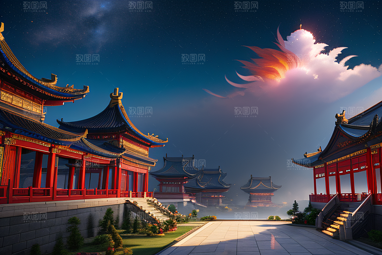 神话中国宫殿仙境童话