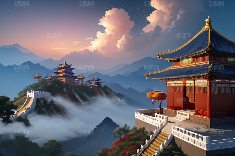 中国风幻想梦幻白玫瑰