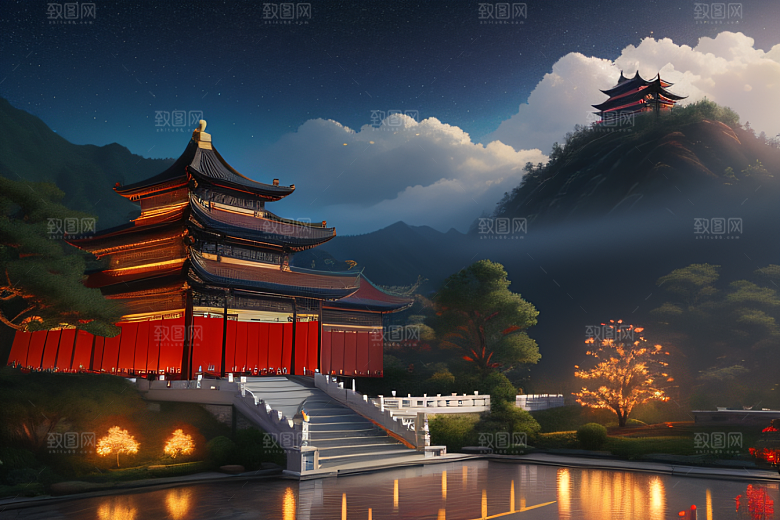 中国风幻想梦幻白玫瑰