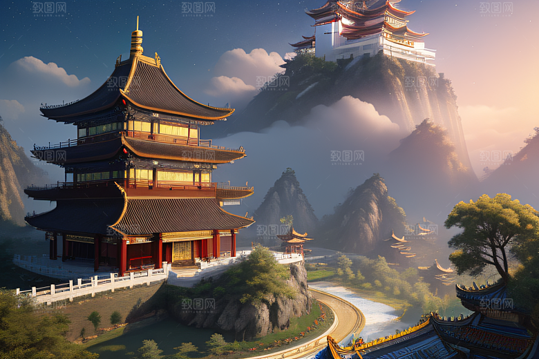 中国风幻想梦幻白玫瑰