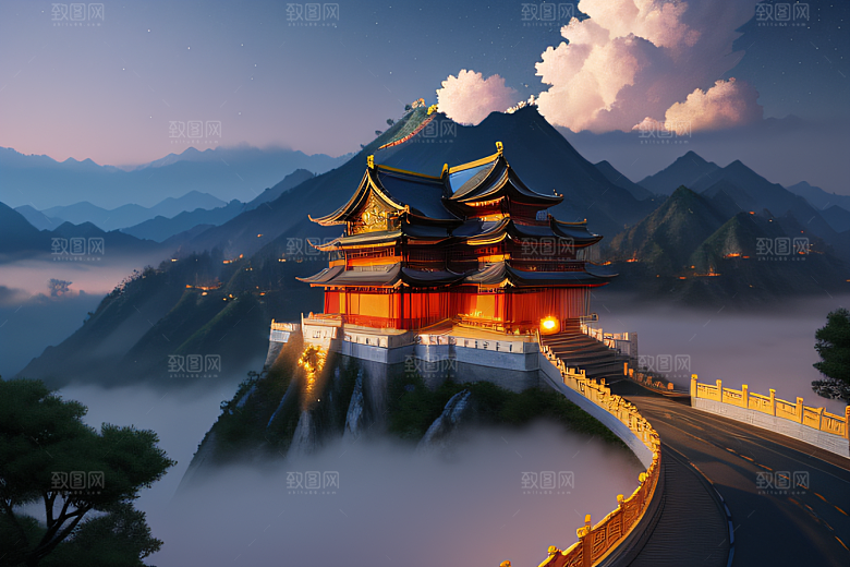 中国风幻想梦幻白玫瑰