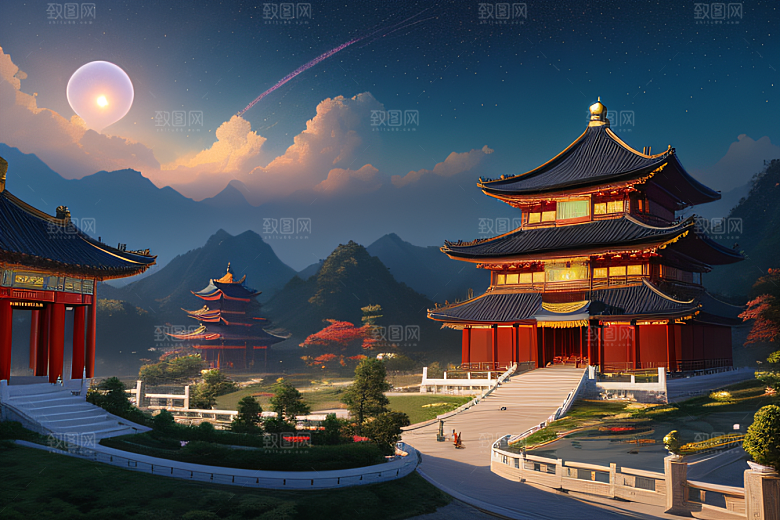 中国风幻想梦幻白玫瑰
